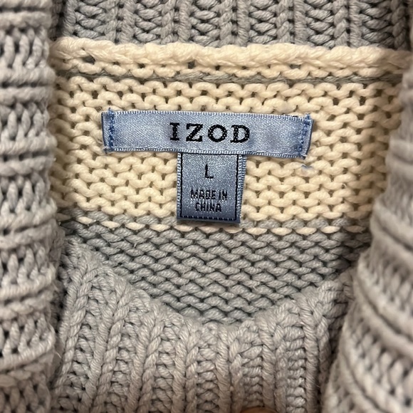 Ladies Izod Tunic neck sweater Large light blue and white stripe - Picture 3 of 9